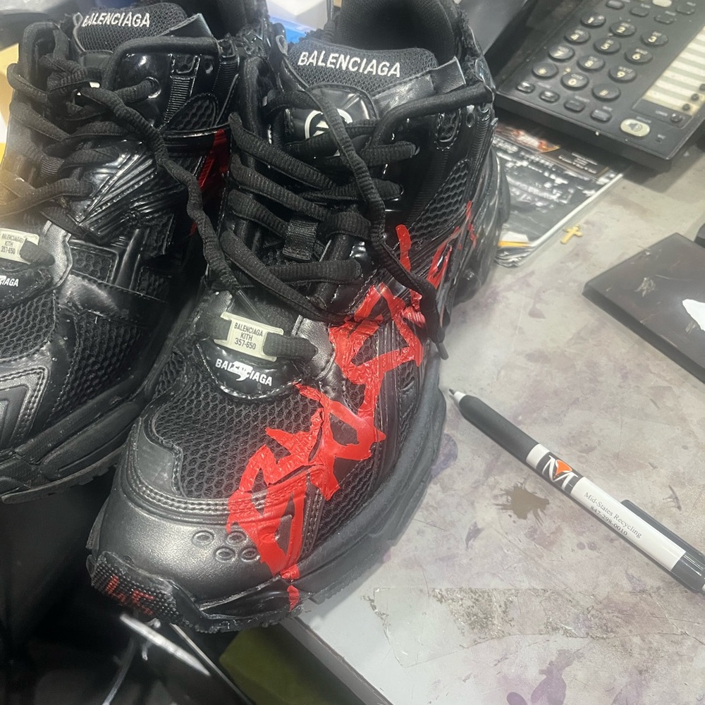 Balenciaga Black Sneakers with Red Graffiti